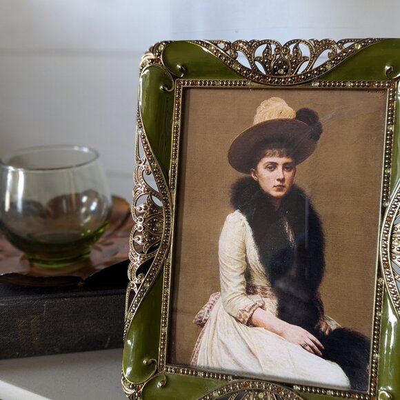 Belle Maison Decorative Jewels Enamel Picture Frame 5x7-Green - Picture 3 of 3